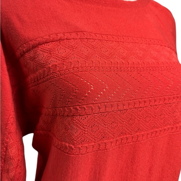 Cable and gauge size small boat neck long sleeve knit orange sweater. - Picture 3 of 7